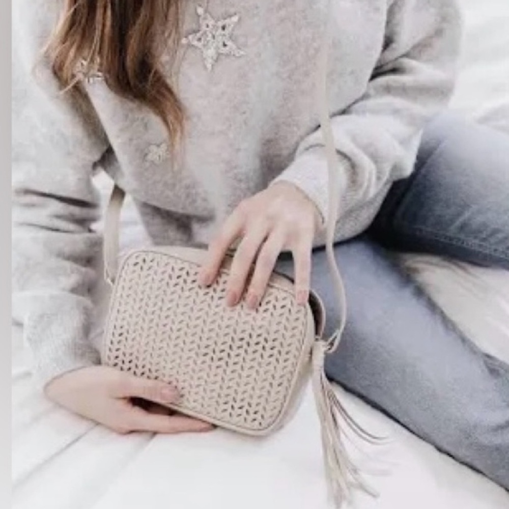Summer And Rose Delilah Crossbody Handbag Tan Beige Tassels New OS